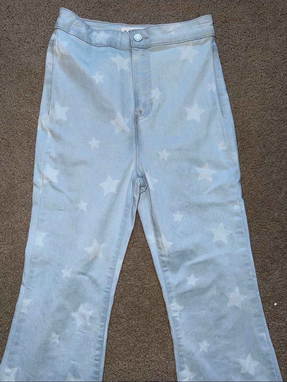 Cello Light Blue Star Print Wide Leg Jeans